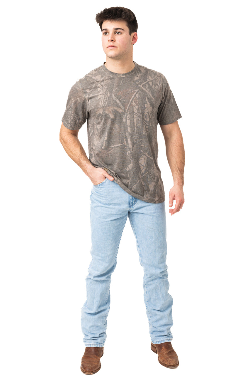 Realtree Tri Blend Short Sleeve Faded Camo Shirt - Realtree Hardwoods