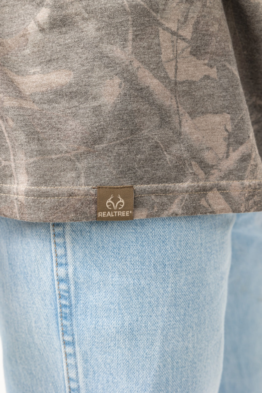 Realtree Tri Blend Short Sleeve Faded Camo Shirt - Realtree Hardwoods