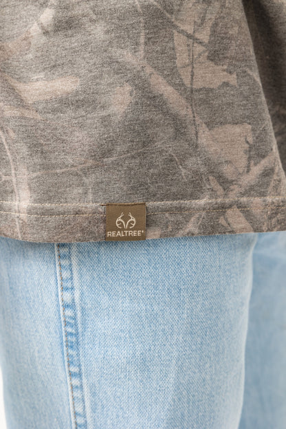 Realtree Tri Blend Short Sleeve Faded Camo Shirt - Realtree Hardwoods