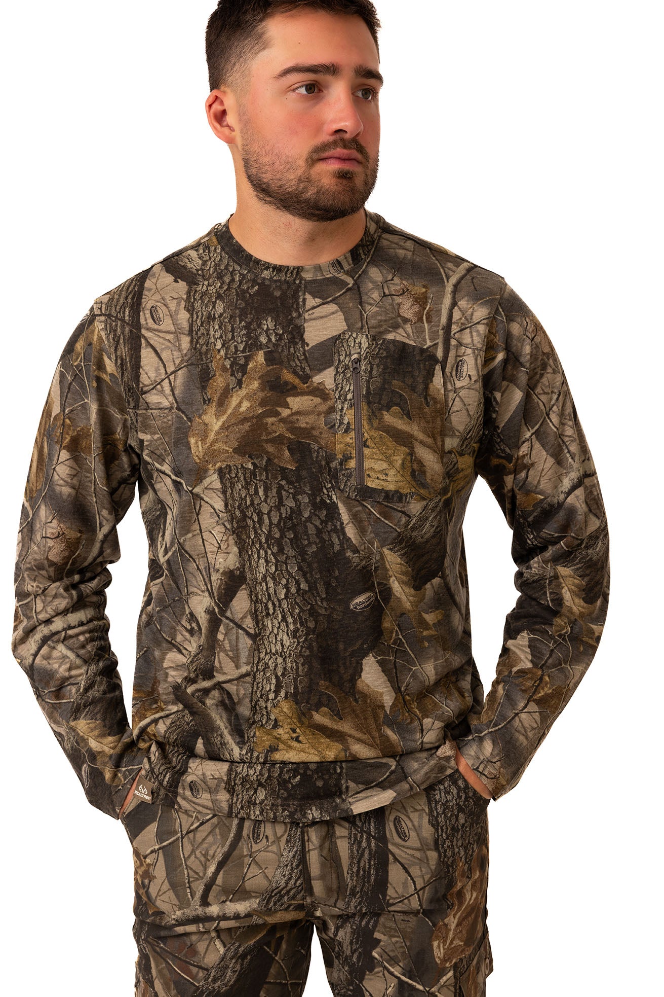 Realtree Bamboo Long Sleeve Crew Neck Camo Shirt - Realtree Hardwoods