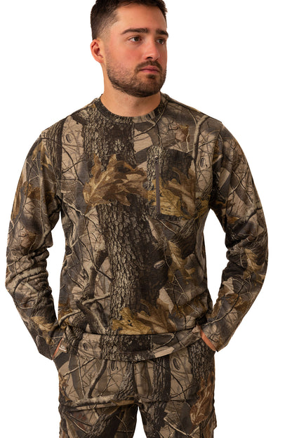 Realtree Bamboo Long Sleeve Crew Neck Camo Shirt - Realtree Hardwoods