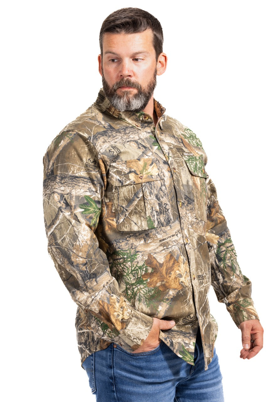 Realtree Button Down Long Sleeve Hunting Camp Shirt - Realtree EDGE