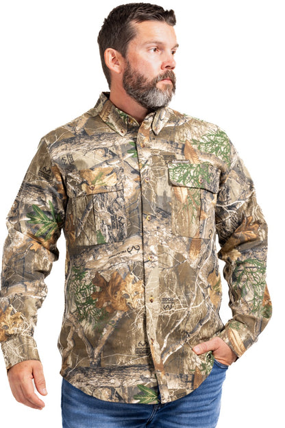 Realtree Button Down Long Sleeve Hunting Camp Shirt - Realtree EDGE