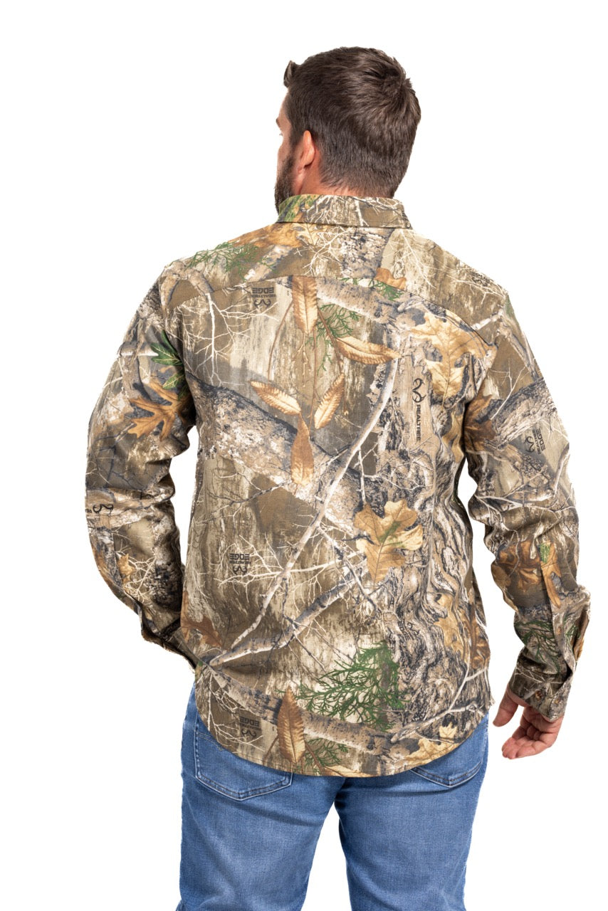 Realtree Button Down Long Sleeve Hunting Camp Shirt - Realtree EDGE