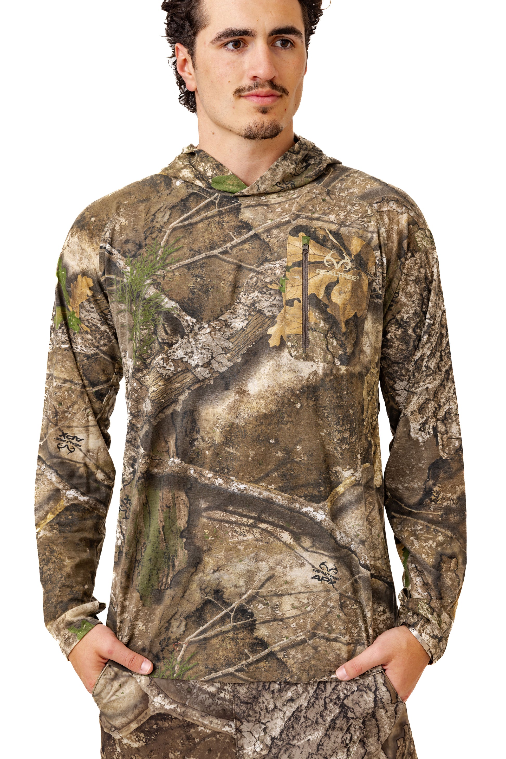 Realtree Bamboo Long Sleeve Hooded Camo Shirt - Realtree APX
