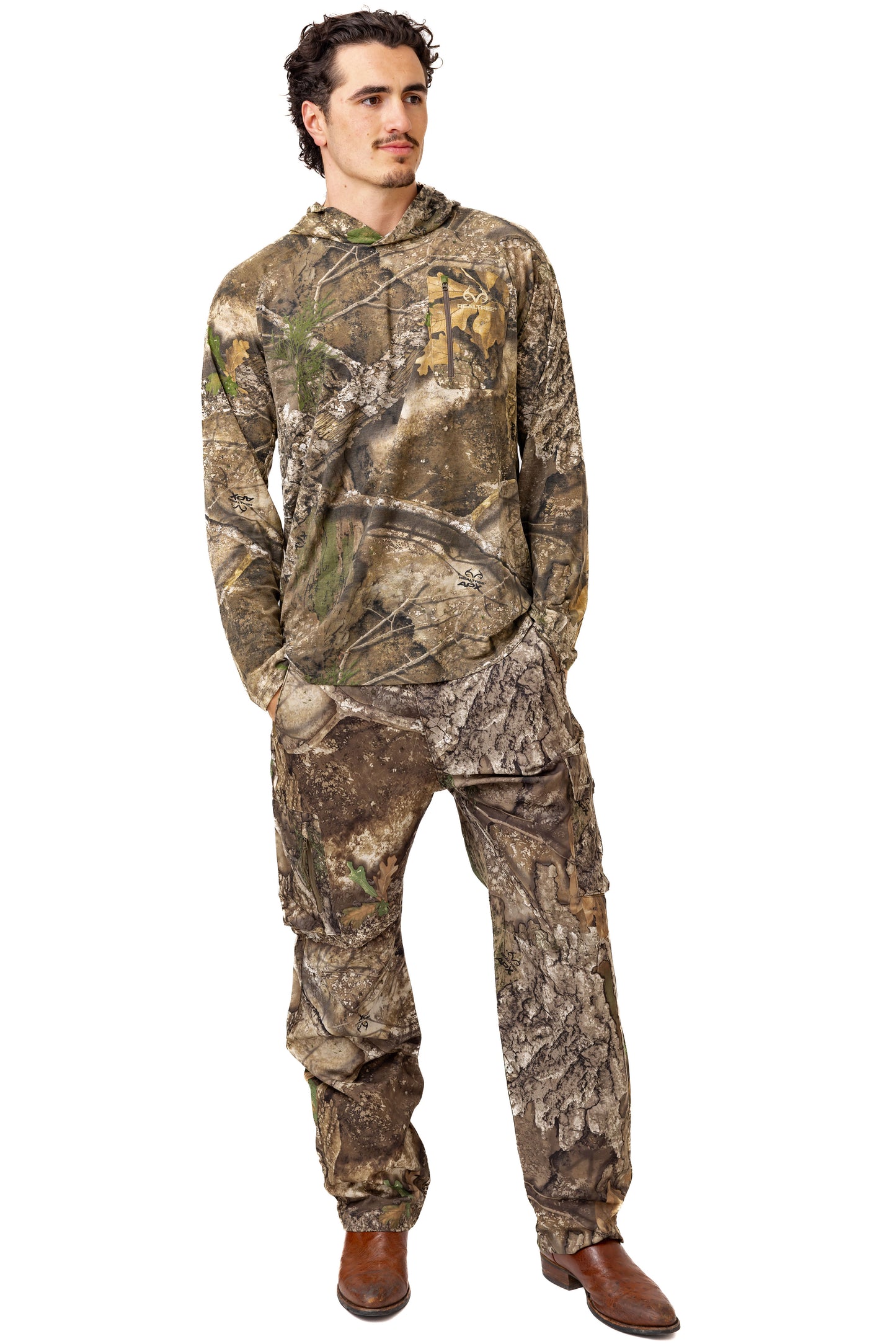 Realtree Bamboo Long Sleeve Hooded Camo Shirt - Realtree APX
