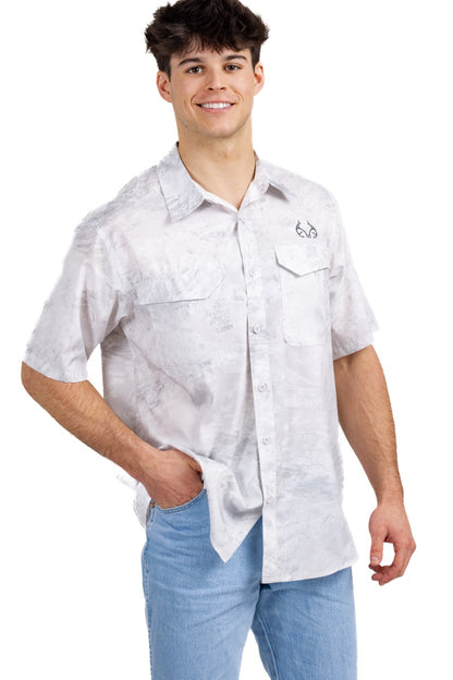 Realtree Realtree Fishing Charter White Short Sleeve Shirt - Realtree Aspect