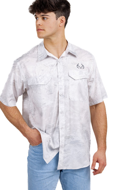 Realtree Realtree Fishing Charter White Short Sleeve Shirt - Realtree Aspect