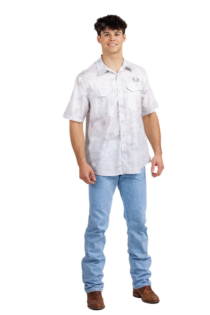 Realtree Realtree Fishing Charter White Short Sleeve Shirt - Realtree Aspect