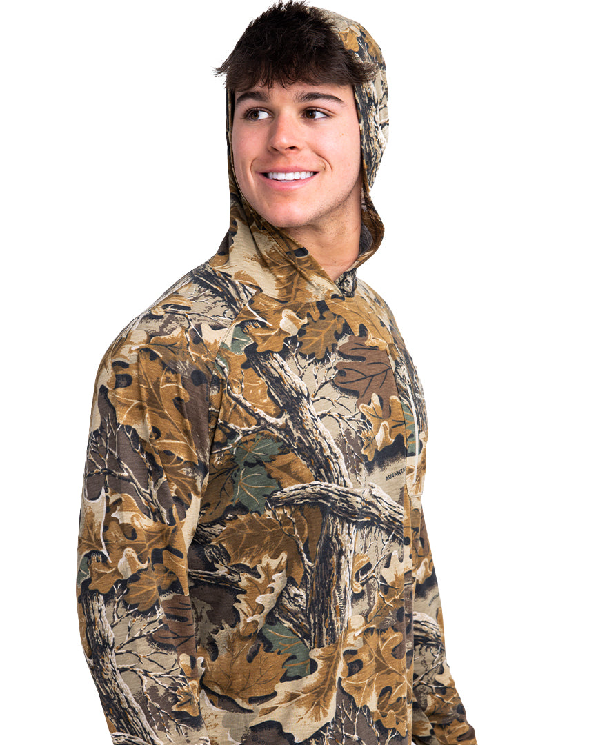 Realtree Bamboo Long Sleeve Hooded Camo Shirt - Realtree Advantage Classic