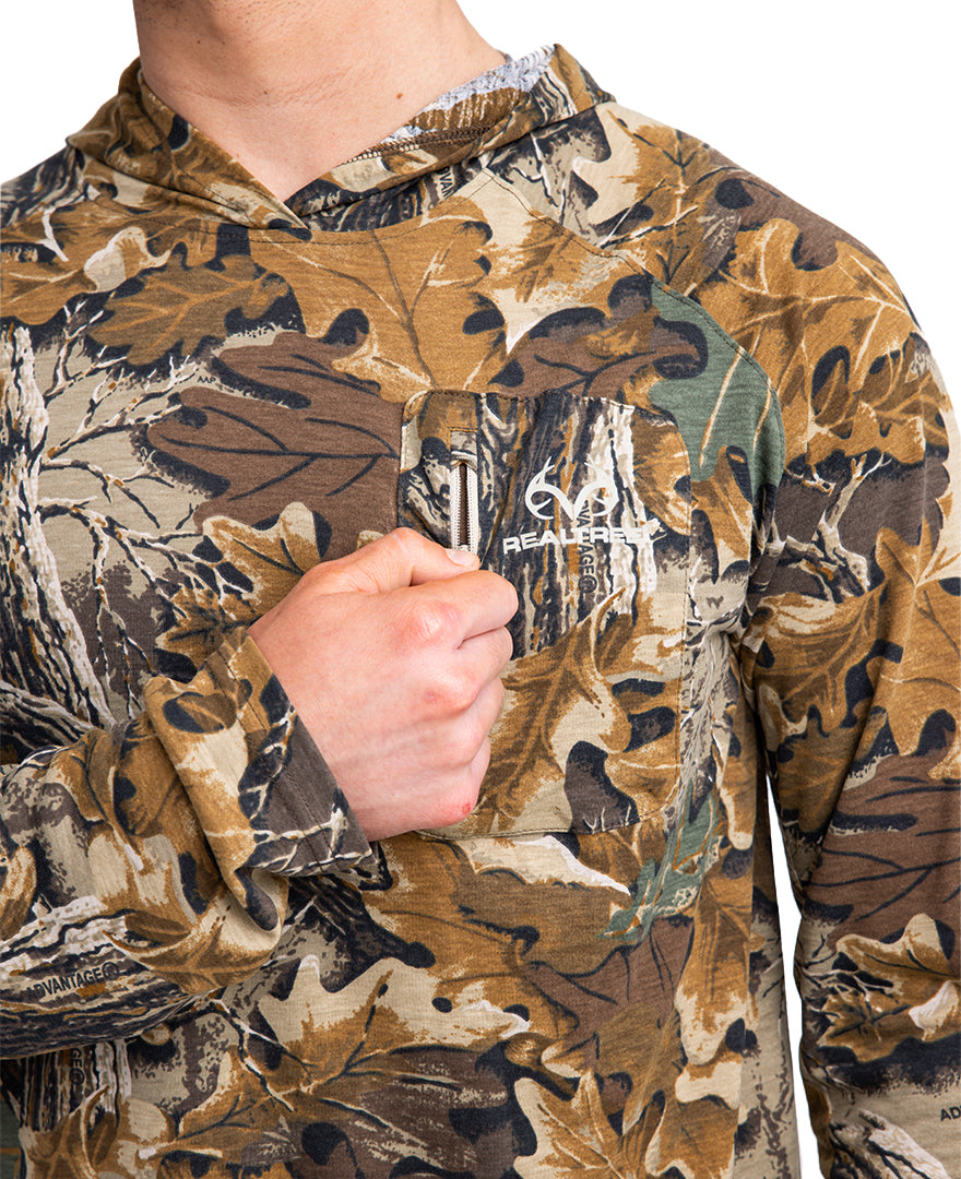Realtree Bamboo Long Sleeve Hooded Camo Shirt - Realtree Advantage Classic