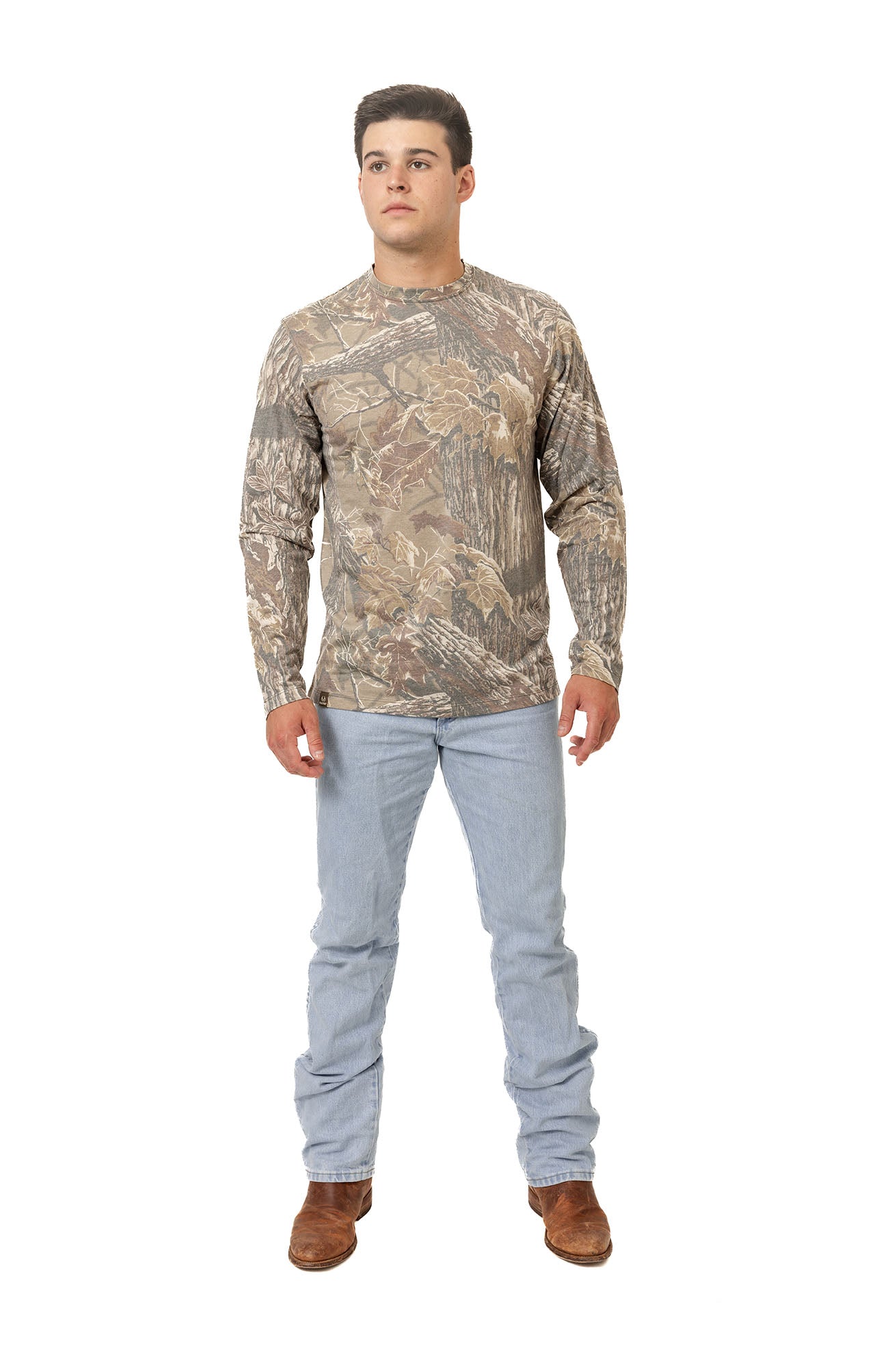 Realtree Long Sleeve Tri-Blend Faded Camo Shirt - Realtree XTRA Grey