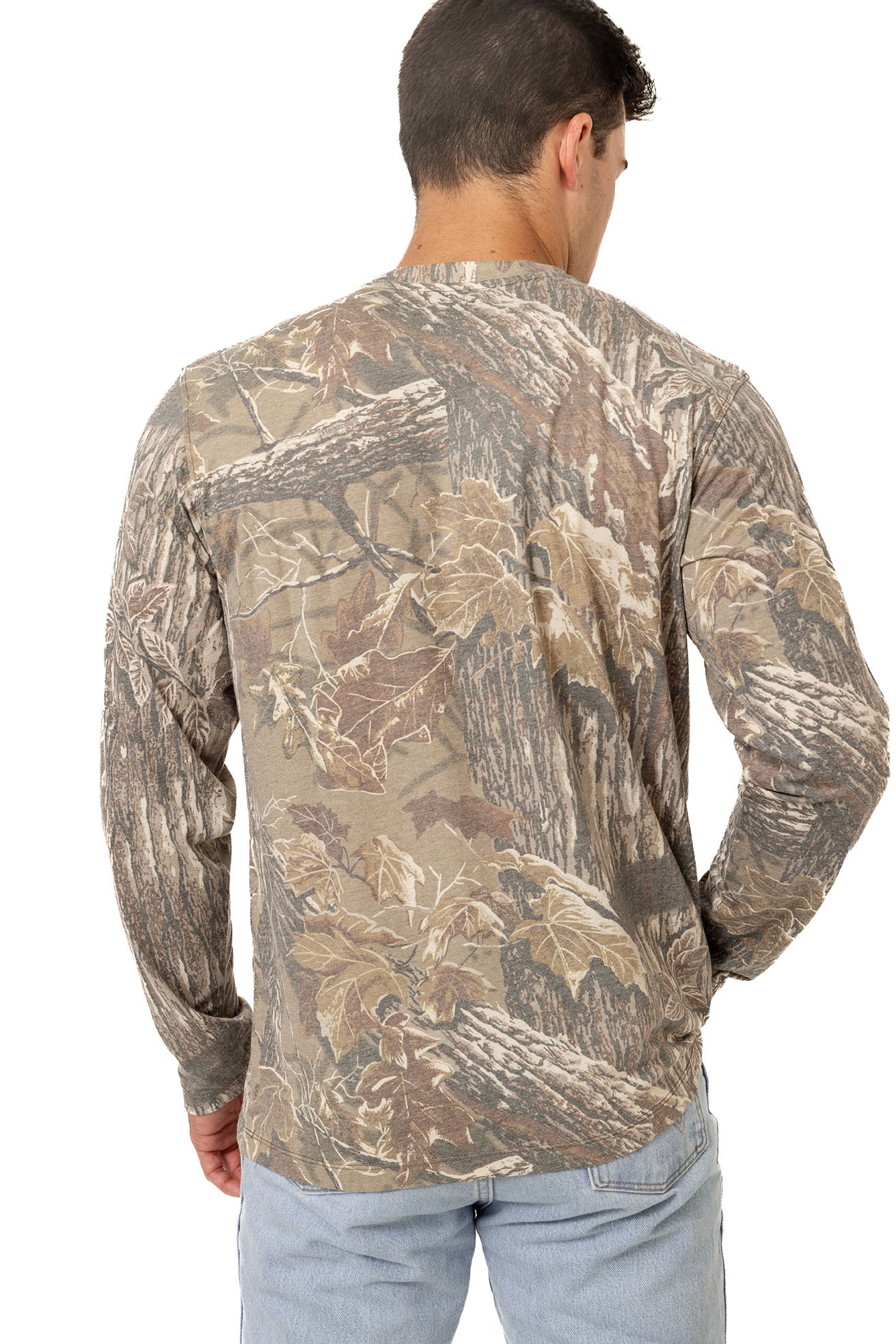 Realtree Long Sleeve Tri-Blend Faded Camo Shirt - Realtree XTRA Grey