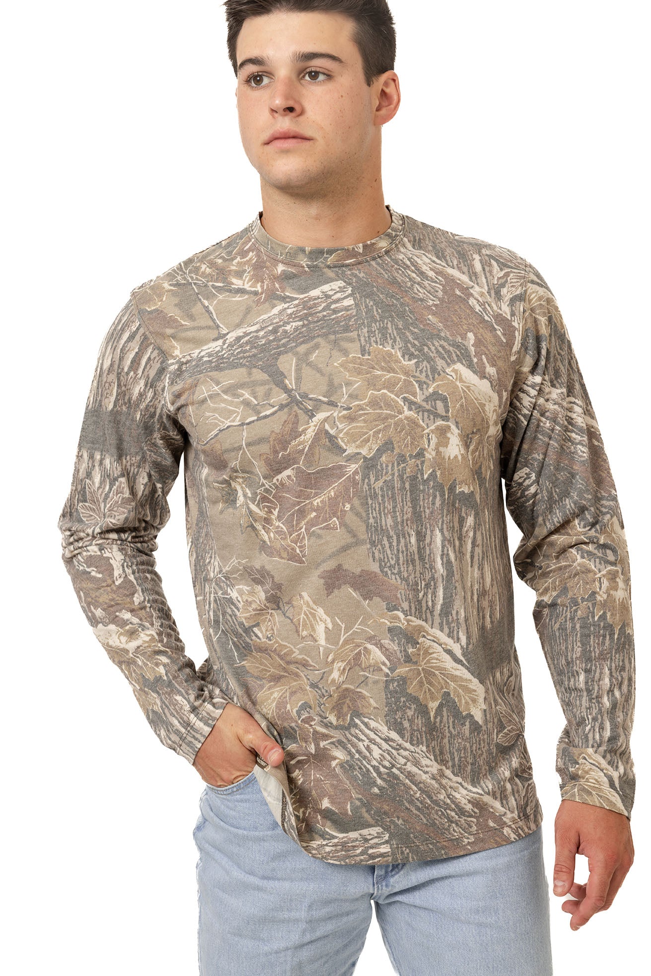 Realtree Long Sleeve Tri-Blend Faded Camo Shirt - Realtree XTRA Grey