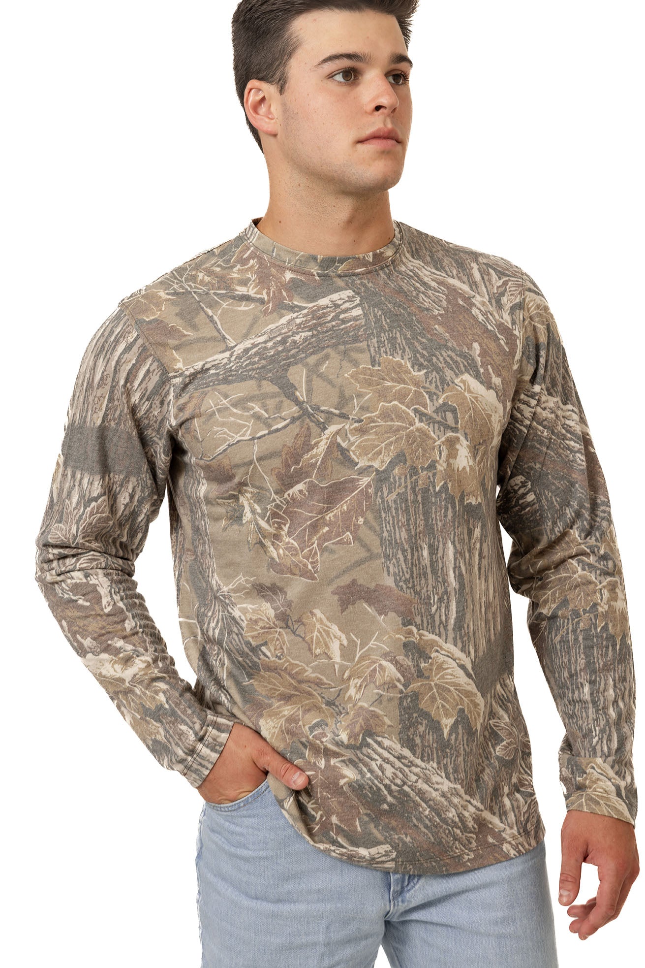 Realtree Long Sleeve Tri-Blend Faded Camo Shirt - Realtree XTRA Grey