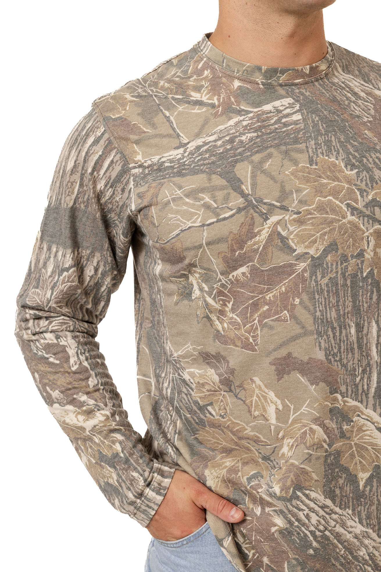 Realtree Long Sleeve Tri-Blend Faded Camo Shirt - Realtree XTRA Grey