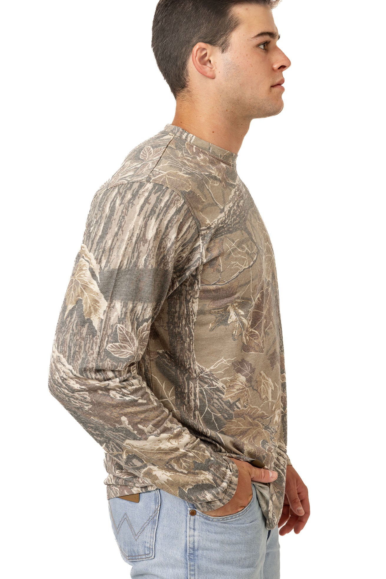 Realtree Long Sleeve Tri-Blend Faded Camo Shirt - Realtree XTRA Grey