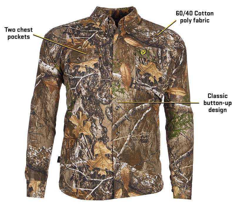 Realtree Blocker Outdoors Fused Cotton Field Shirt- Realtree Camo