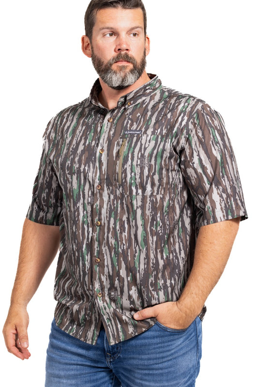 Realtree Button Down Short Sleeve Poly Hunting Shirt - Realtree Original