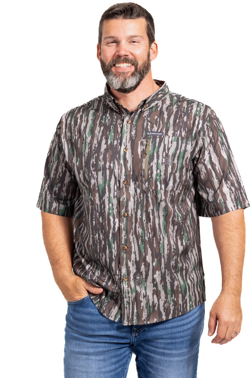 Realtree Button Down Short Sleeve Poly Hunting Shirt - Realtree Original