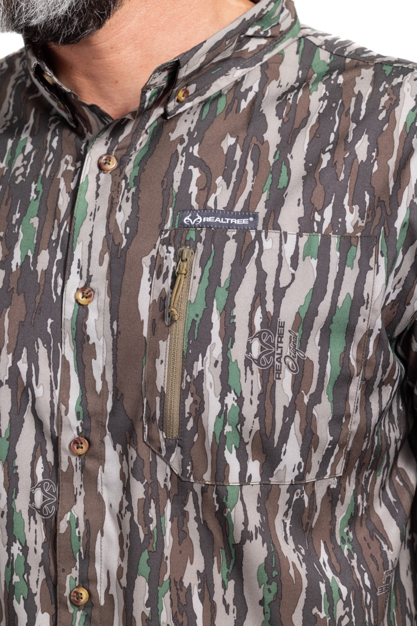 Realtree Button Down Short Sleeve Poly Hunting Shirt - Realtree Original