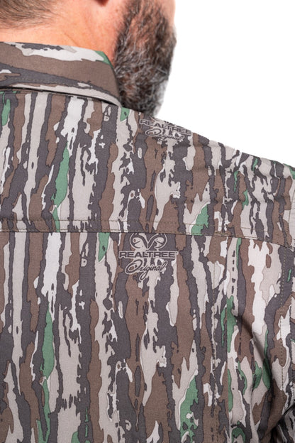 Realtree Button Down Short Sleeve Poly Hunting Shirt - Realtree Original