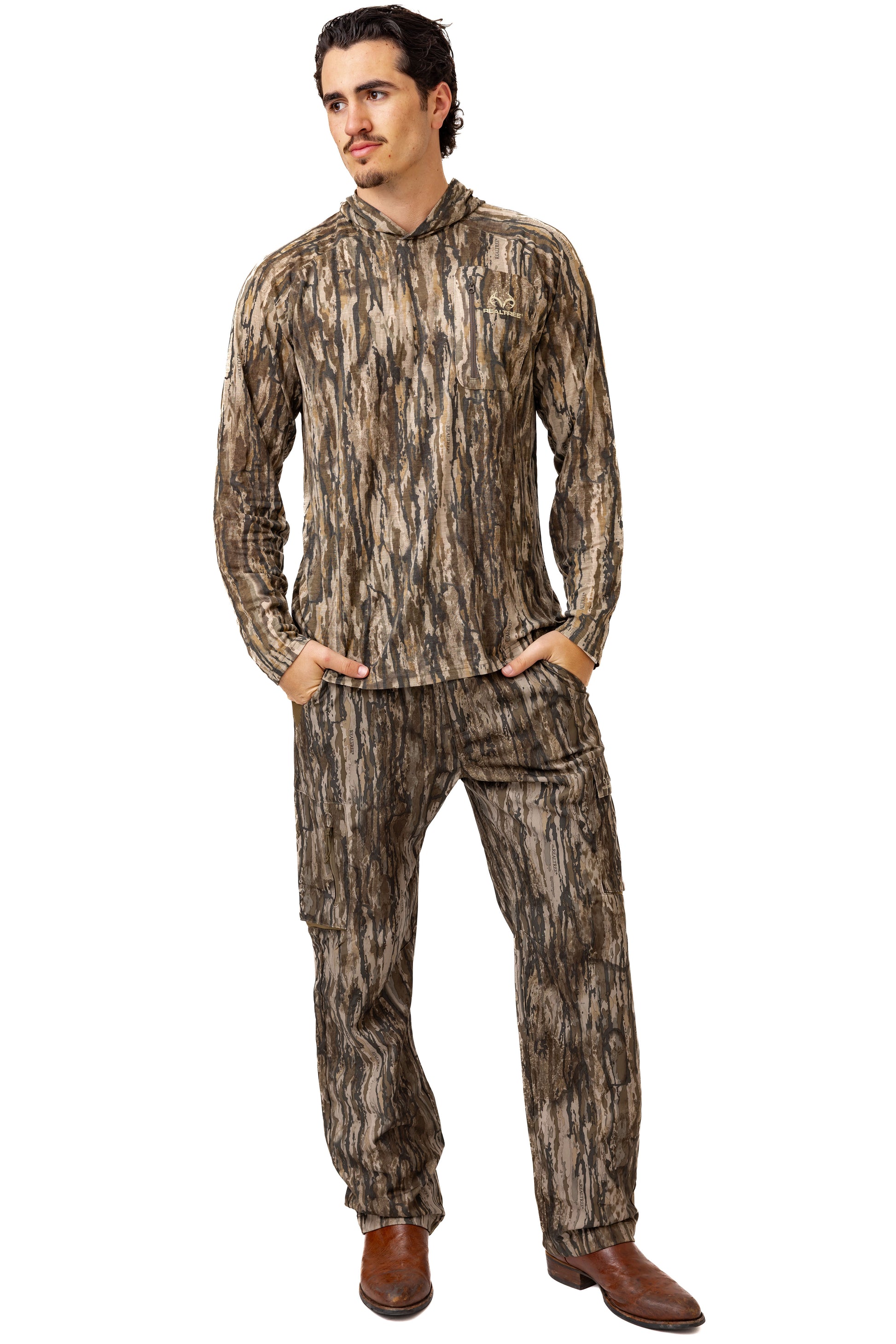Realtree Bamboo Long Sleeve Hooded Camo Shirt