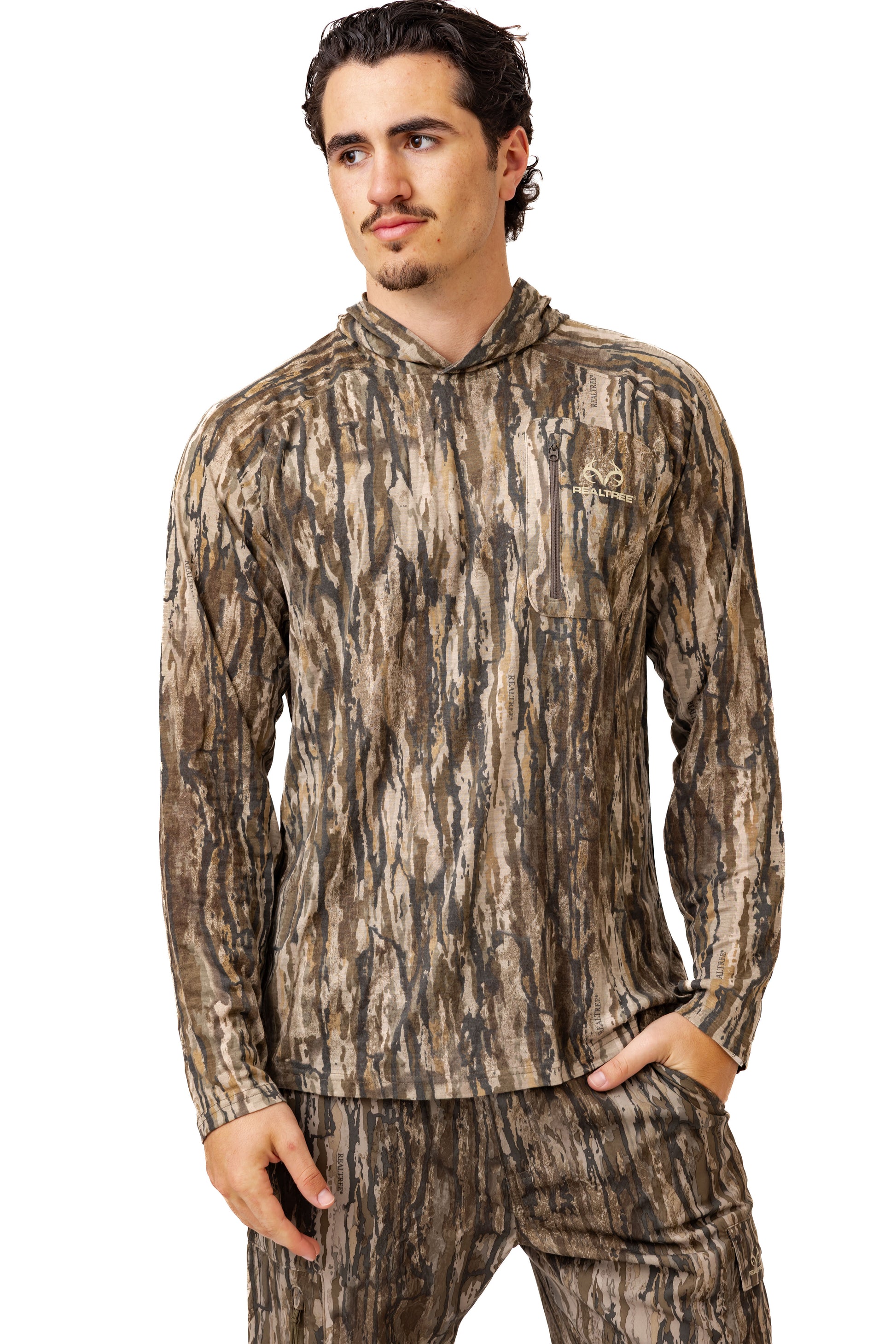 Realtree Bamboo Long Sleeve Hooded Camo Shirt
