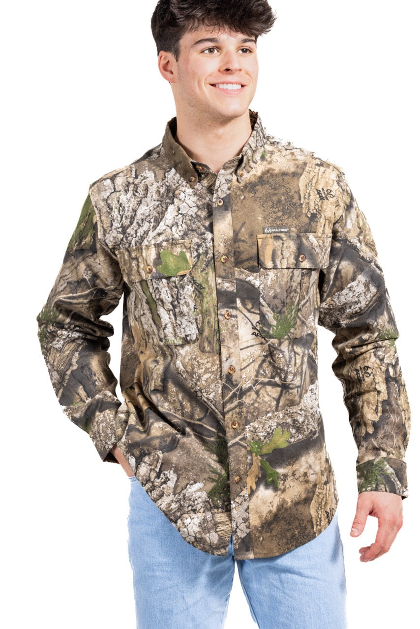 Realtree Button Down Long Sleeve Hunting Camp Shirt - Realtree APX