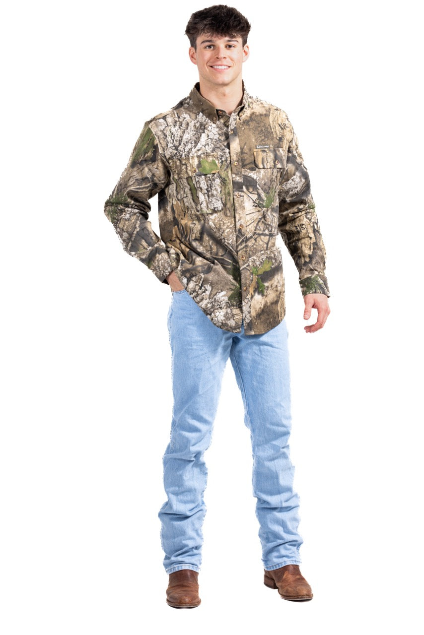 Realtree Button Down Long Sleeve Hunting Camp Shirt - Realtree APX
