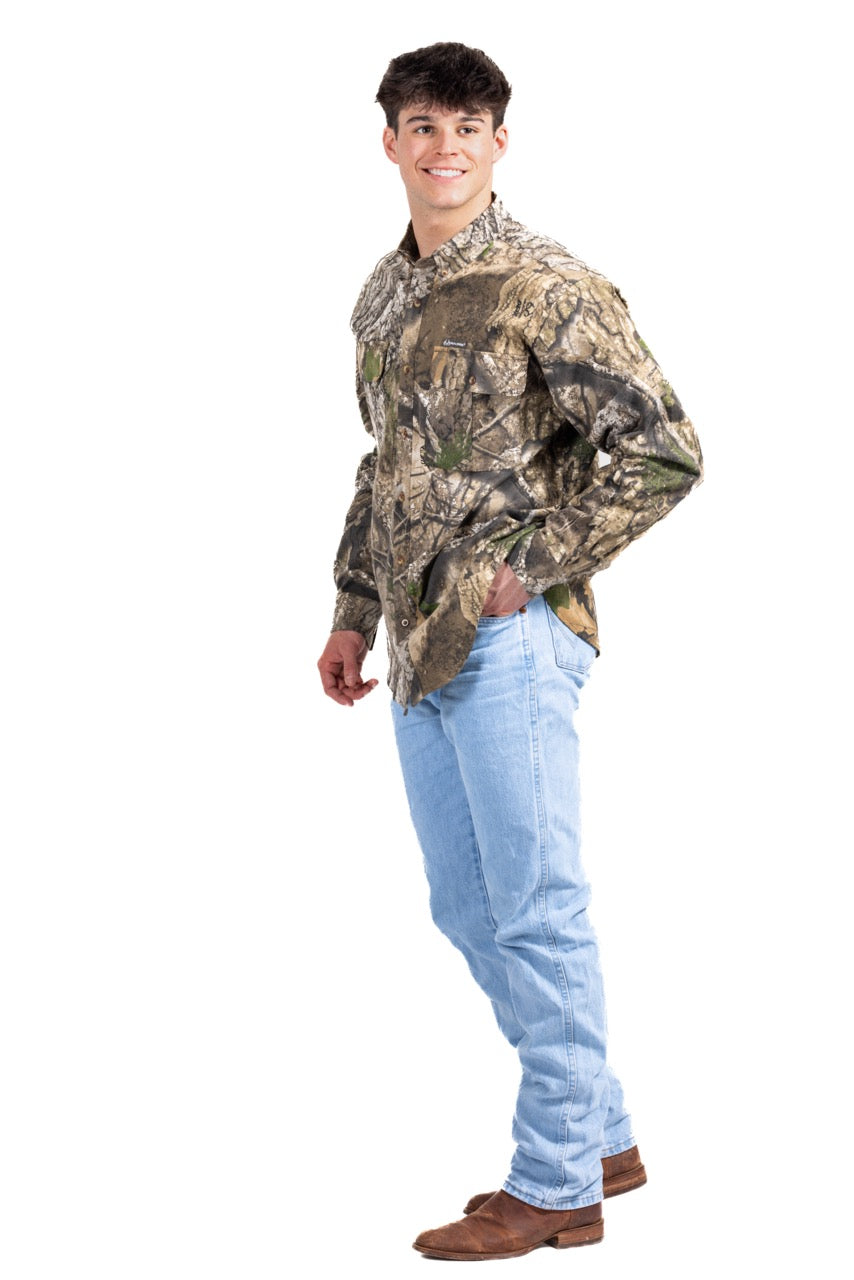 Realtree Button Down Long Sleeve Hunting Camp Shirt - Realtree APX