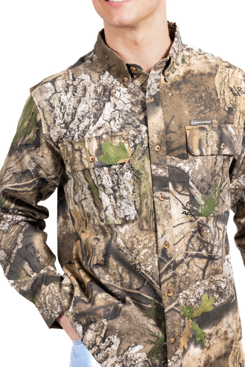 Realtree Button Down Long Sleeve Hunting Camp Shirt - Realtree APX