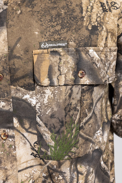 Realtree Button Down Long Sleeve Hunting Camp Shirt - Realtree APX
