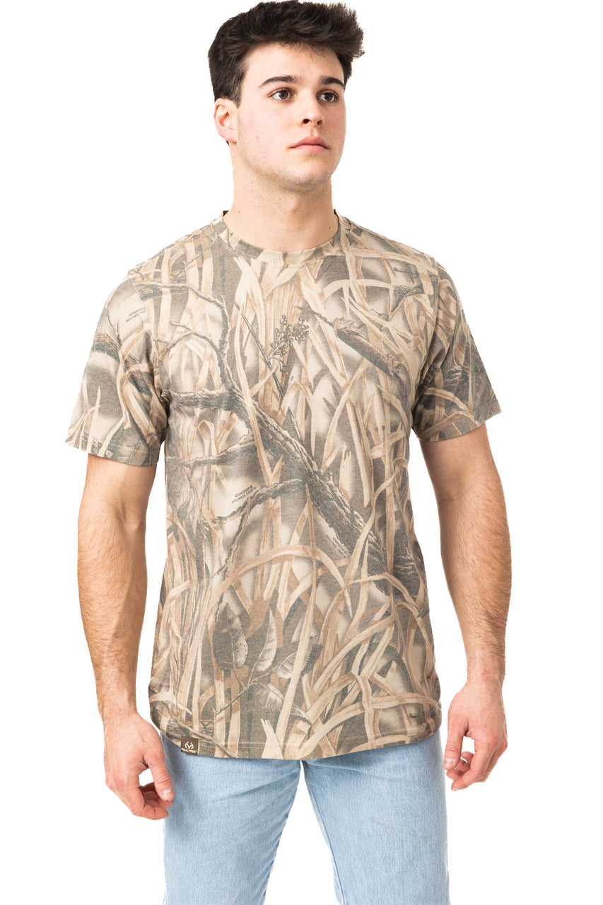 Realtree Tri Blend Short Sleeve Faded Camo Shirt - Realtree Wetlands