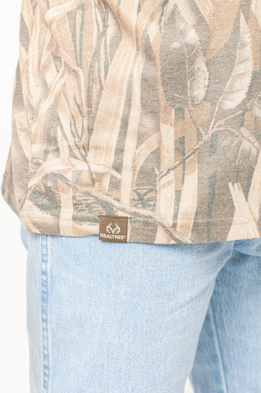 Realtree Tri Blend Short Sleeve Faded Camo Shirt - Realtree Wetlands