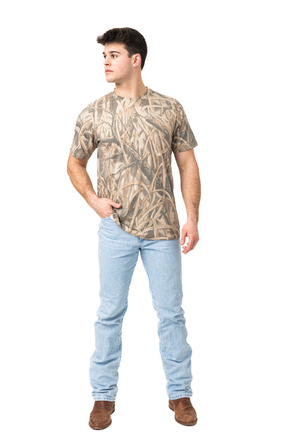 Realtree Tri Blend Short Sleeve Faded Camo Shirt - Realtree Wetlands