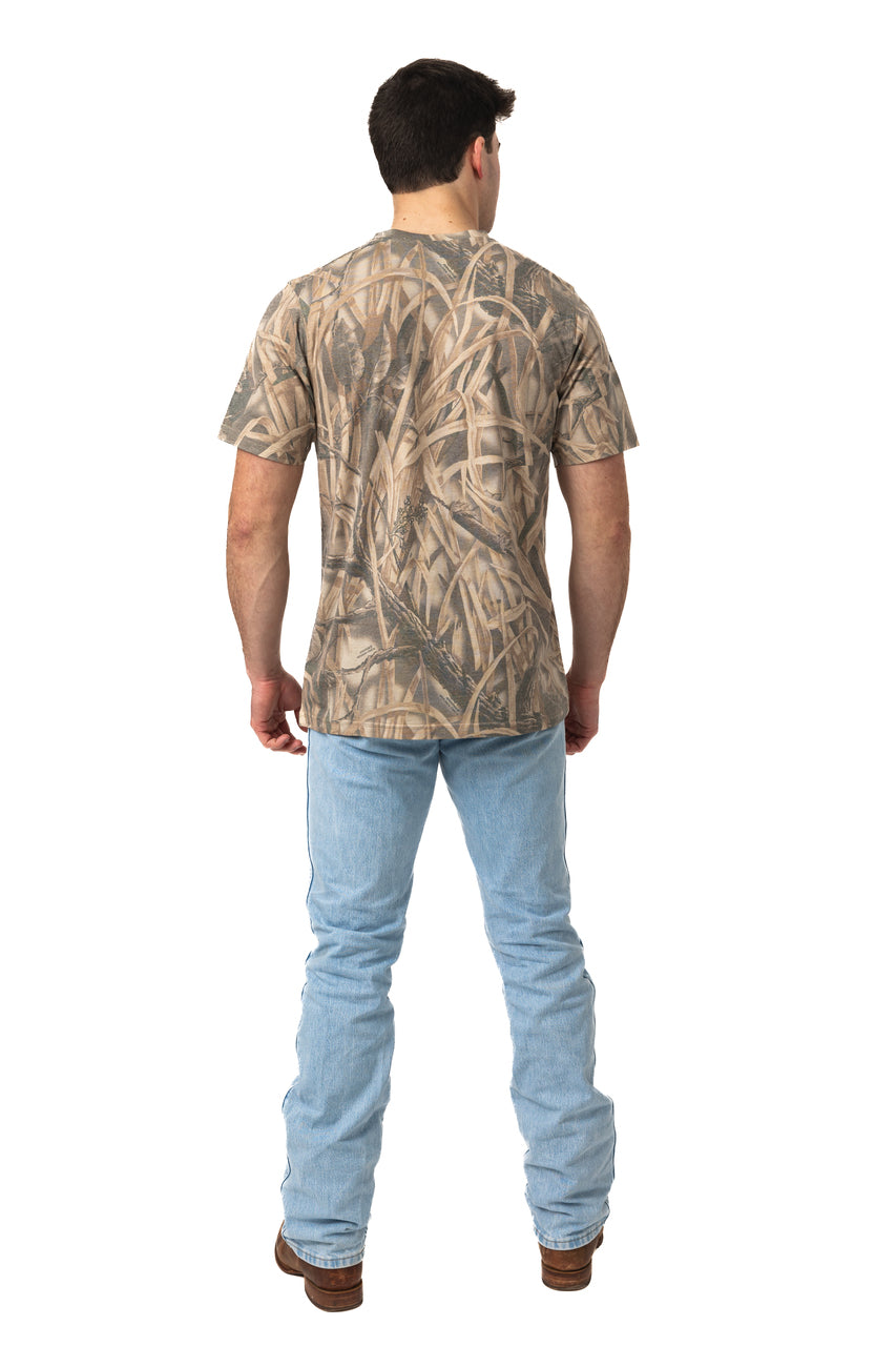 Realtree Tri Blend Short Sleeve Faded Camo Shirt - Realtree Wetlands