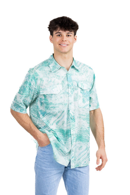 Realtree Realtree Fishing Charter Teal Short Sleeve Shirt - Realtree Aspect