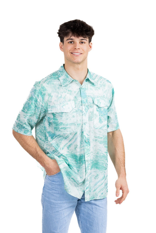 Realtree Realtree Fishing Charter Teal Short Sleeve Shirt - Realtree Aspect