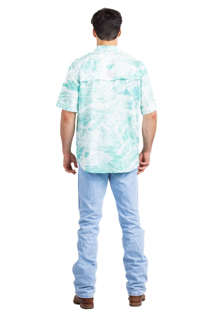 Realtree Realtree Fishing Charter Teal Short Sleeve Shirt - Realtree Aspect