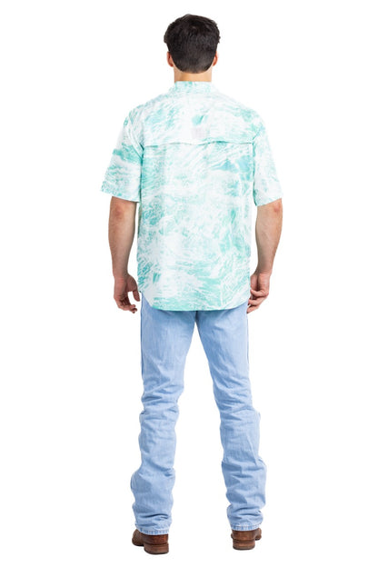 Realtree Realtree Fishing Charter Teal Short Sleeve Shirt - Realtree Aspect