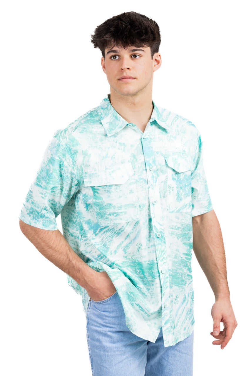 Realtree Realtree Fishing Charter Teal Short Sleeve Shirt - Realtree Aspect
