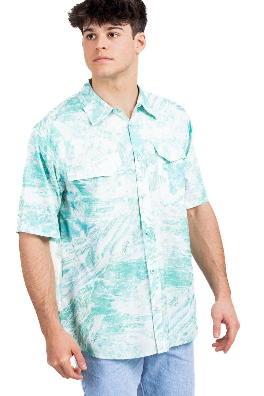 Realtree Realtree Fishing Charter Teal Short Sleeve Shirt - Realtree Aspect