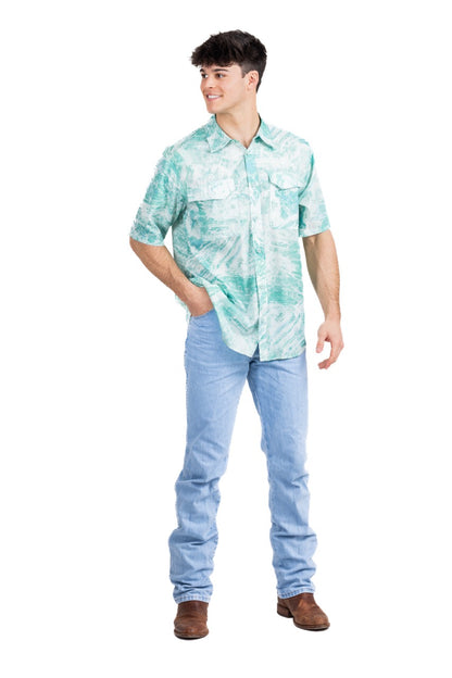 Realtree Realtree Fishing Charter Teal Short Sleeve Shirt - Realtree Aspect