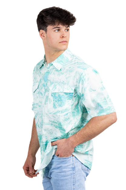 Realtree Realtree Fishing Charter Teal Short Sleeve Shirt - Realtree Aspect
