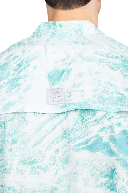 Realtree Realtree Fishing Charter Teal Short Sleeve Shirt - Realtree Aspect