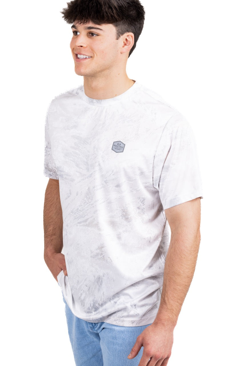 Realtree White Fishing Bass Master Performance Short Sleeve Shirt - Realtree Aspect