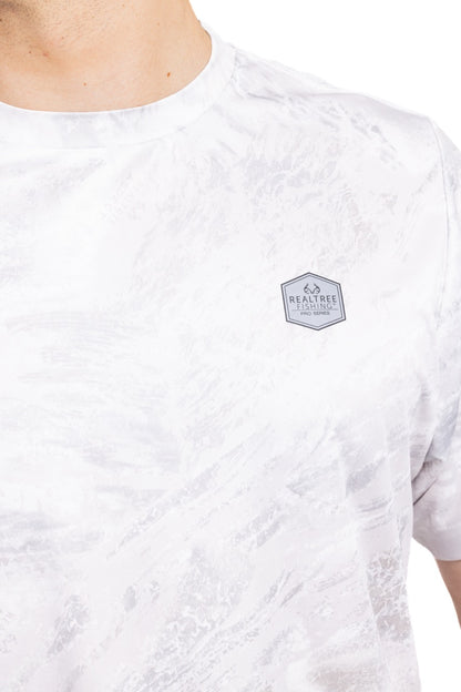 Realtree White Fishing Bass Master Performance Short Sleeve Shirt - Realtree Aspect