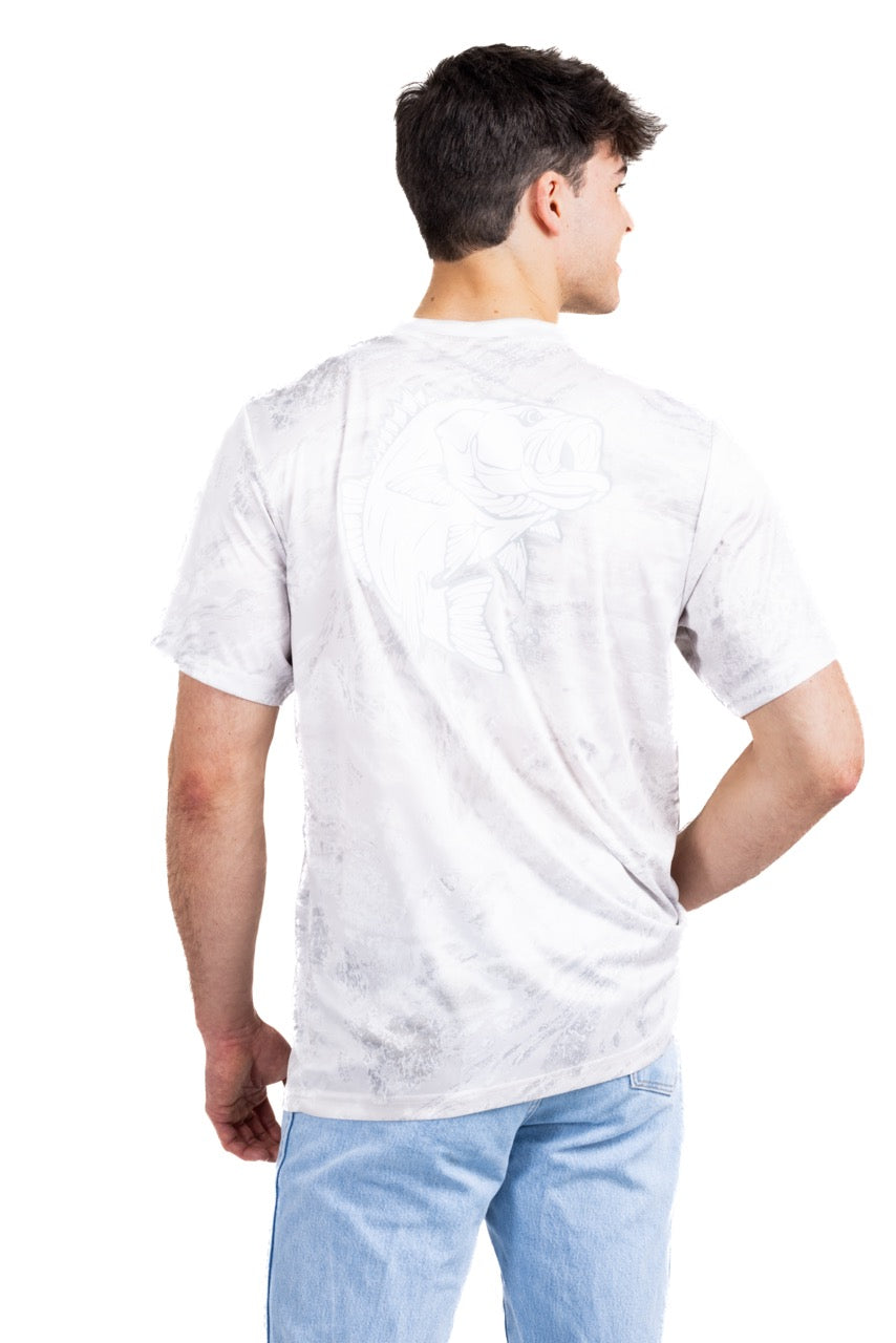 Realtree White Fishing Bass Master Performance Short Sleeve Shirt - Realtree Aspect