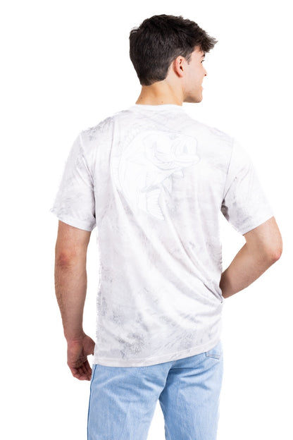 Realtree White Fishing Bass Master Performance Short Sleeve Shirt - Realtree Aspect